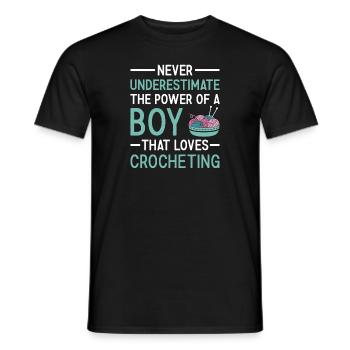 Crocheter Never Underestimate The Power Of A Boy - Men's T-Shirt - black - Front - AI Model Male 178 light (178cm)
