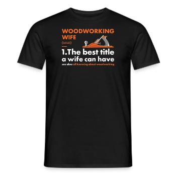 Menuisier Femme Définition Travail du bois - T-shirt homme - noir - Devant - AI Model Male 178 light (178cm)