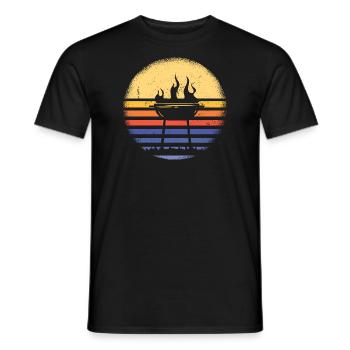 Griller Retro Sunset Grilling - Men's T-Shirt - black - Front - AI Model Male 178 light (178cm)