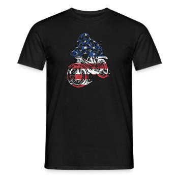 Biker Us Flag Mountain Biking - Men's T-Shirt - black - Front - AI Model Male 178 light (178cm)