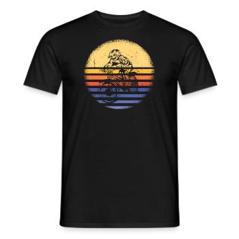 Biker Retro Sunset Mountain Biking - Men's T-Shirt - black - Front - AI Model Male 178 light (178cm)