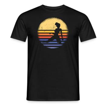 Gymnast Retro Sunset Rhythmic Gymnastics - Männer T-Shirt - Schwarz - Vorne - AI Model Male 178 light (178cm)
