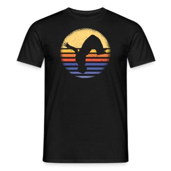 Traceur Retro Sunset Parkour - Männer T-Shirt - Schwarz - Vorne - AI Model Male 178 light (178cm)