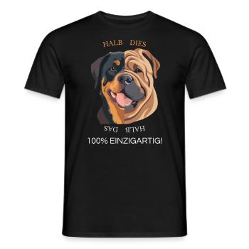 Half this, half that – 100% unique! - Men's T-Shirt - black - Front - AI Model Male 178 light (178cm)