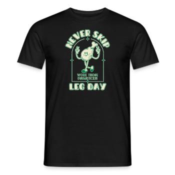 Funny Fitness Shirt – Never Skip Leg Day - Men's T-Shirt - black - Front - AI Model Male 178 light (178cm)
