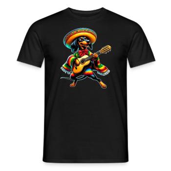 Cinco de Mayo Dachshund Mariachi Guitare - T-shirt homme - noir - Devant - AI Model Male 178 light (178cm)