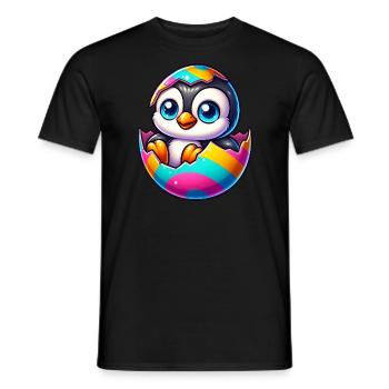 Süßer Pinguin schlüpft aus buntem Osterei - Männer T-Shirt - Schwarz - Vorne - AI Model Male 178 light (178cm)