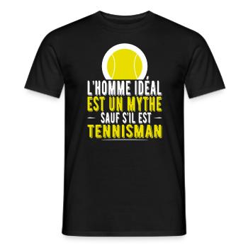 Homme idéal tennismen t-shirt cadeau - T-shirt homme - noir - Devant - AI Model Male 178 light (178cm)