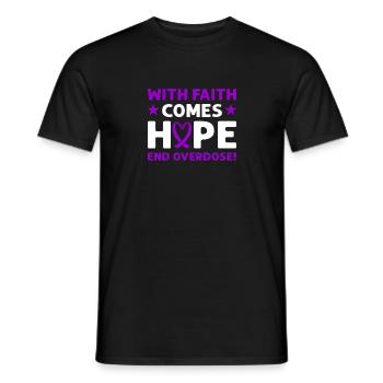 Stop overdose! Violet band. Consciousness - Men's T-Shirt - black - Front - AI Model Male 178 light (178cm)