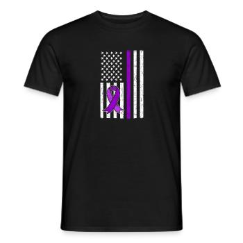 Lila Schleife. Überdosis-bewusstsein - Männer T-Shirt - Schwarz - Vorne - AI Model Male 178 light (178cm)