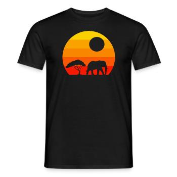 Sunset Africa Animal Retro Elephant - Men's T-Shirt - black - Front - AI Model Male 178 light (178cm)