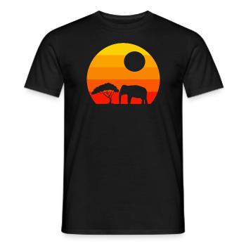 Africa Animal Lovers Gift Retro Elephant - Men's T-Shirt - black - Front - AI Model Male 178 light (178cm)