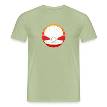 Coquillages Rétro Vintage. Peignage de plage - T-shirt homme - vert sauge - Devant - AI Model Male 178 light (178cm)