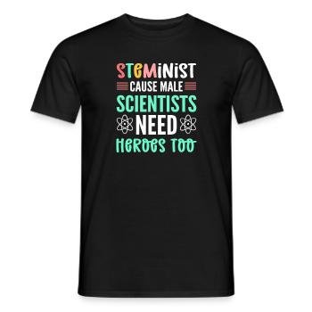 Steminist Denn Auch Männliche Wissenschaftler - Männer T-Shirt - Schwarz - Vorne - AI Model Male 178 light (178cm)