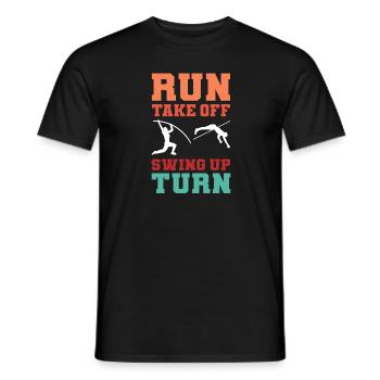 Run Take Off Swing Up Turn. Saut à la perche. - T-shirt homme - noir - Devant - AI Model Male 178 light (178cm)