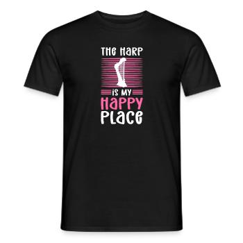 Die Harfe Ist Mein Glücksort. Harfenist. - Männer T-Shirt - Schwarz - Vorne - AI Model Male 178 light (178cm)