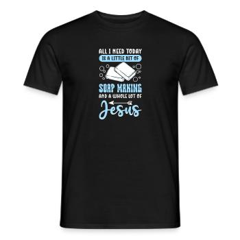 Jesus Und Die Seifenherstellung. Verseifung. - Männer T-Shirt - Schwarz - Vorne - AI Model Male 178 light (178cm)