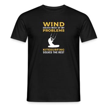 Le kitesurf résout le reste. Kitesurf - T-shirt homme - noir - Devant - AI Model Male 178 light (178cm)