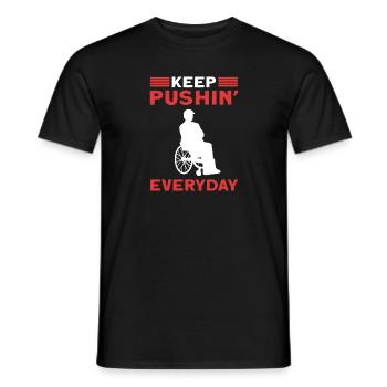 Jeden Tag Weitermachen. Rollstuhl Handicap - Männer T-Shirt - Schwarz - Vorne - AI Model Male 178 light (178cm)