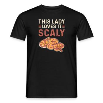 Cette dame l’aime écailleux. Roi Python - T-shirt homme - noir - Devant - AI Model Male 178 light (178cm)