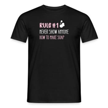 Rule 1: Never show anyone how to use soap - Men's T-Shirt - black - Front - AI Model Male 178 light (178cm)