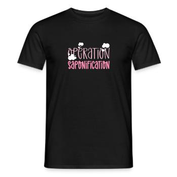 Operation Saponification. Soap production - Men's T-Shirt - black - Front - AI Model Male 178 light (178cm)