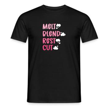 Melting mixture residual cut. Soap production - Men's T-Shirt - black - Front - AI Model Male 178 light (178cm)