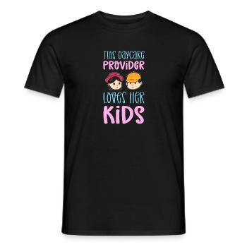 Cette assistante maternelle aime ses enfants. - T-shirt homme - noir - Devant - AI Model Male 178 light (178cm)