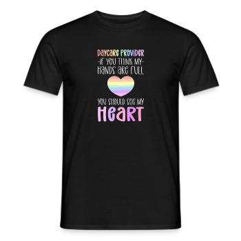 Appréciation de la garde d’enfants. Fournisseurs de - T-shirt homme - noir - Devant - AI Model Male 178 light (178cm)
