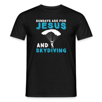 Skydiving and Jesus. Skydiving. - Men's T-Shirt - black - Front - AI Model Male 178 light (178cm)