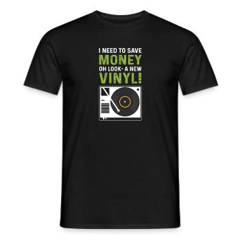 I need to save money. Oh, look, a new one - Men's T-Shirt - black - Front - AI Model Male 178 light (178cm)