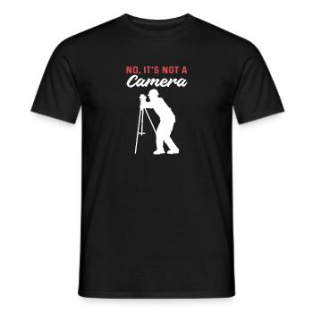 No, it's not a camera. Cartographer. - Men's T-Shirt - black - Front - AI Model Male 178 light (178cm)