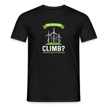 Est-ce que vous grimpez aussi? Exploitants d’éoliennes - T-shirt homme - noir - Devant - AI Model Male 178 light (178cm)