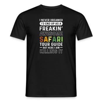 Safari Reiseführer. Safari Familienurlaub - Männer T-Shirt - Schwarz - Vorne - AI Model Male 178 light (178cm)