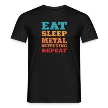 Mangez du sommeil métal détecter répéter. Détecteur de métaux - T-shirt homme - noir - Devant - AI Model Male 178 light (178cm)