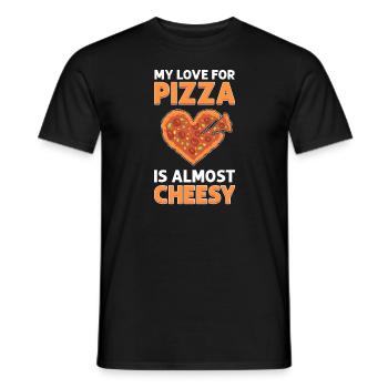 My love for pizza is almost cheesy. - Men's T-Shirt - black - Front - AI Model Male 178 light (178cm)