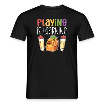 Learn to play. Kindergarten teacher for - Men's T-Shirt - black - Front - AI Model Male 178 light (178cm)