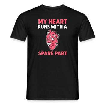 My heart runs with a spare part. Operation - Men's T-Shirt - black - Front - AI Model Male 178 light (178cm)