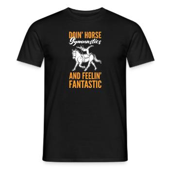 Does equine gymnastics - Men's T-Shirt - black - Front - AI Model Male 178 light (178cm)