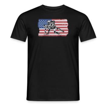US wrestling. Wrestler Wrestling - Men's T-Shirt - black - Front - AI Model Male 178 light (178cm)