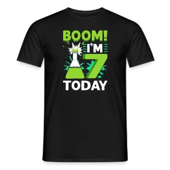 Boom! Today I am 7th children's birthday party - Men's T-Shirt - black - Front - AI Model Male 178 light (178cm)