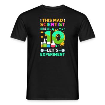 This mad scientist is 10 years old - Men's T-Shirt - black - Front - AI Model Male 178 light (178cm)