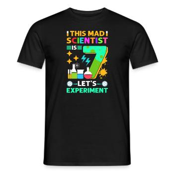 This mad scientist is 7 years old. - Men's T-Shirt - black - Front - AI Model Male 178 light (178cm)