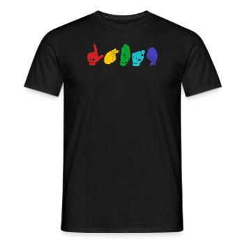 Conscience ASL LGBTQ. Langage de signalisation manuelle. - T-shirt homme - noir - Devant - AI Model Male 178 light (178cm)