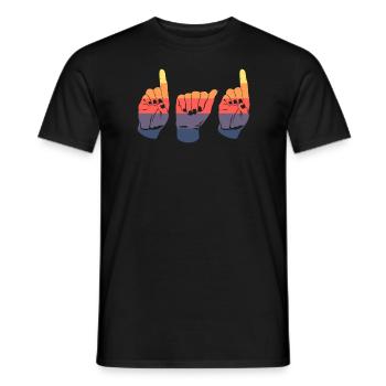 Papa. Asl conscience. Langage de signalisation manuelle. - T-shirt homme - noir - Devant - AI Model Male 178 light (178cm)