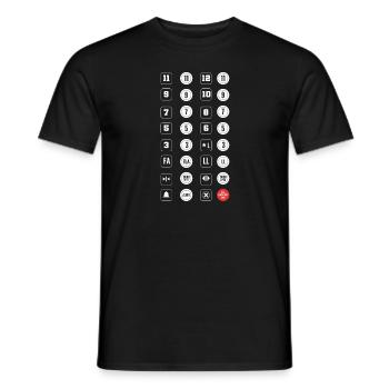 Elevator buttons. Elevator mechanic - Men's T-Shirt - black - Front - AI Model Male 178 light (178cm)