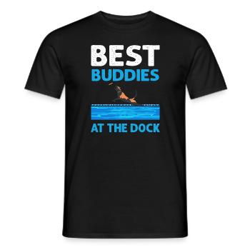 Best friends at the dock. Canin Sport Dog Dock Diving - Men's T-Shirt - black - Front - AI Model Male 178 light (178cm)