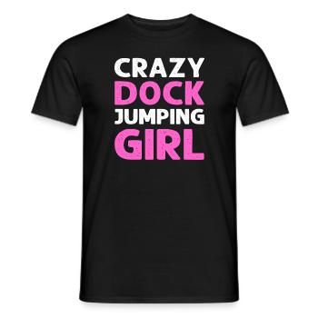 Crazy Dock Jumping Girl. Canin Sporthund - Männer T-Shirt - Schwarz - Vorne - AI Model Male 178 light (178cm)