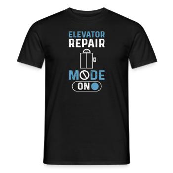 Elevator repair mode. Elevator mechanic - Men's T-Shirt - black - Front - AI Model Male 178 light (178cm)