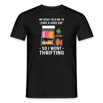 Mon patron m’a dit de passer une bonne journée - T-shirt homme - noir - Devant - AI Model Male 178 light (178cm)
